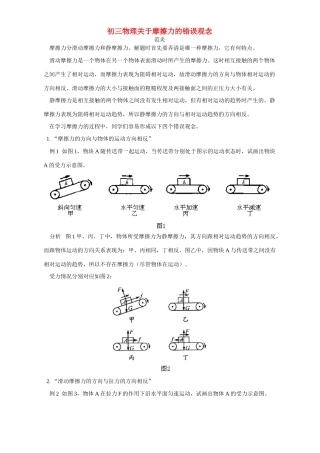 初三物理关于摩擦力的错误观念 专题辅导 不分版本 试题