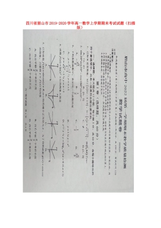 四川省眉山市高一数学上学期期末考试试卷