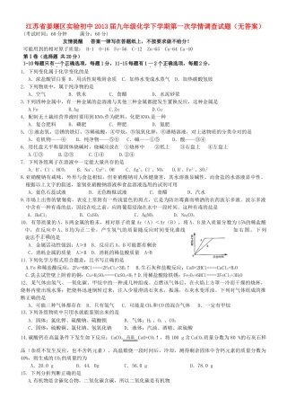 九年级化学下学期第一次学情调查试卷试卷