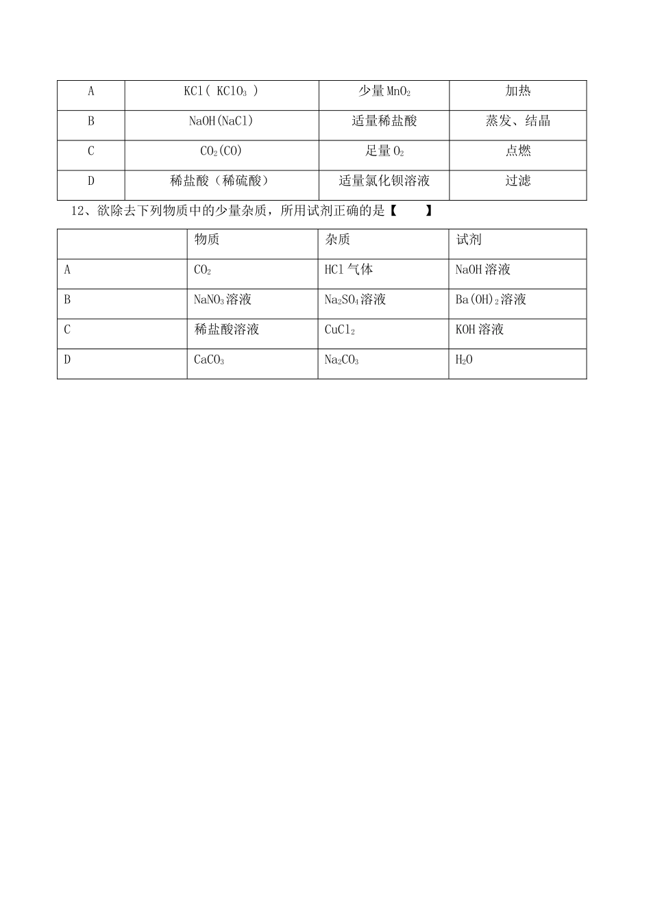 九年级化学周测试卷(5) 新人教版试卷_第3页