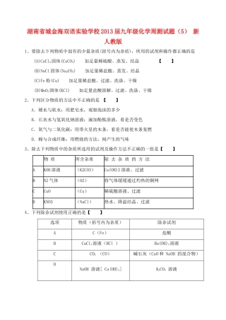 九年级化学周测试卷(5) 新人教版试卷