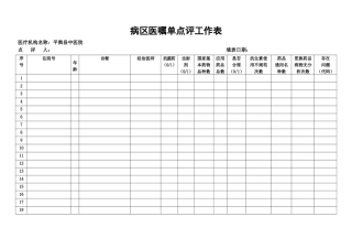 病房医嘱单点评工作表