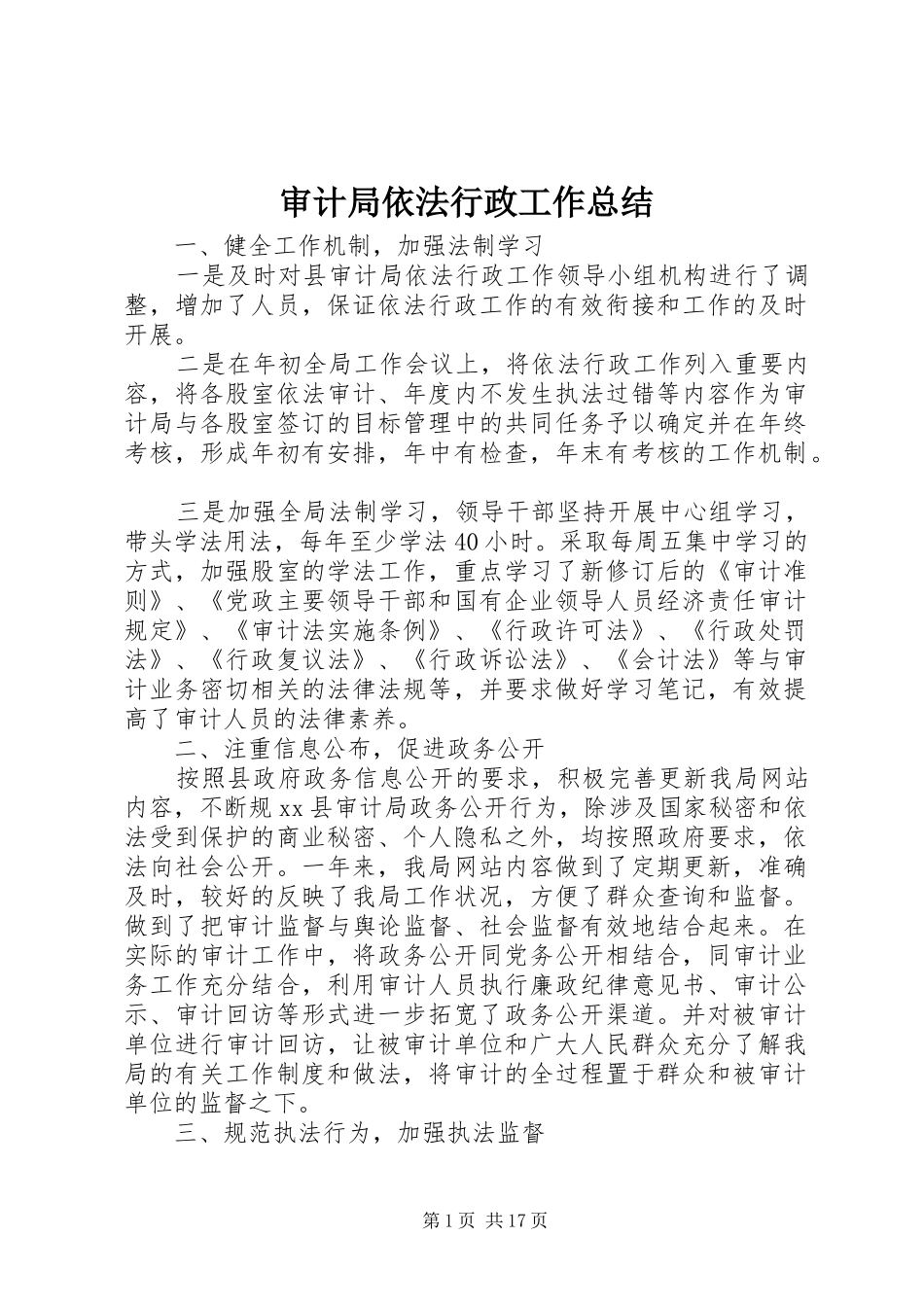 审计局依法行政工作总结 _第1页