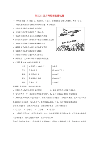 九年级政治 11月月考试卷 人教新课标版试卷