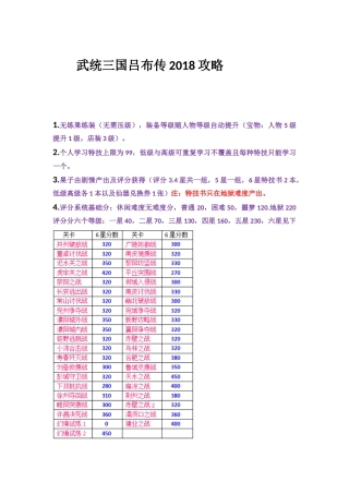 武统三国吕布传2018攻略
