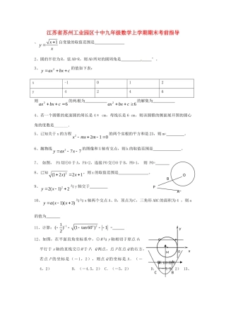九年级数学上学期期末考前指导试卷