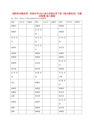 九年级化学下册(复分解反应)专题训练题 新人教版试卷