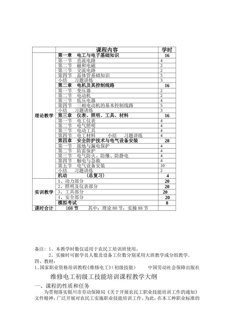 初级电工教学大纲与教学计划_第2页