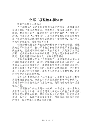 空军三项整治体会心得