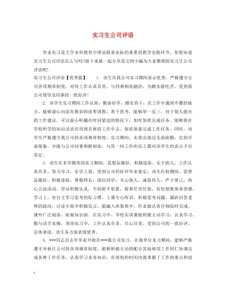 实习生公司评语 