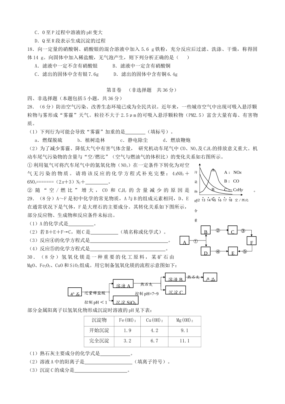 四川省德阳市中考理综(化学部分)真题试卷(含答案)试卷_第2页