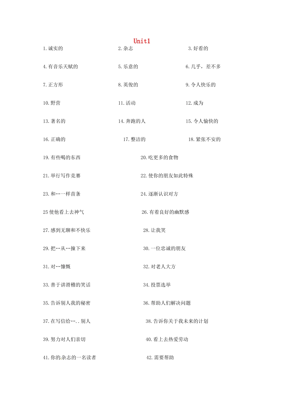 中考英语一轮复习 八上 Unit 1 5 单词词组句子默写 牛津版试卷_第1页