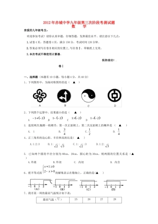 九年级数学上学期第三次统练试卷 新人教版试卷