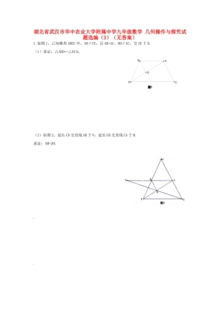 九年级数学 几何操作与探究试卷选编(3)试卷