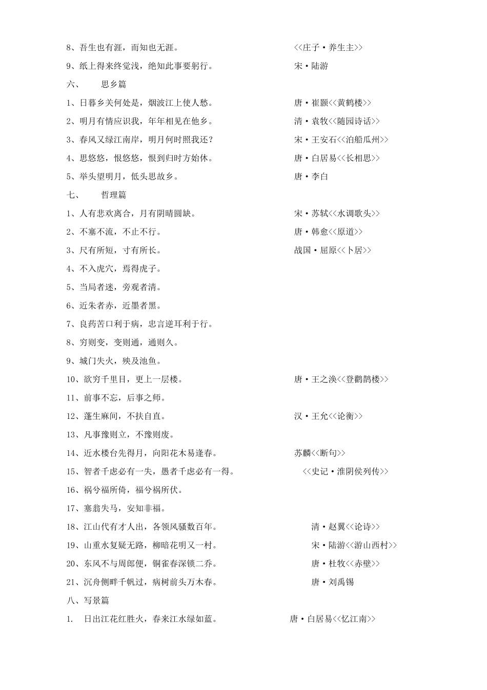 初中语文名言名句知识精讲 试题_第3页