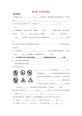 九年级化学上册 第4章 认识化学变化复习(新版)沪教版试卷