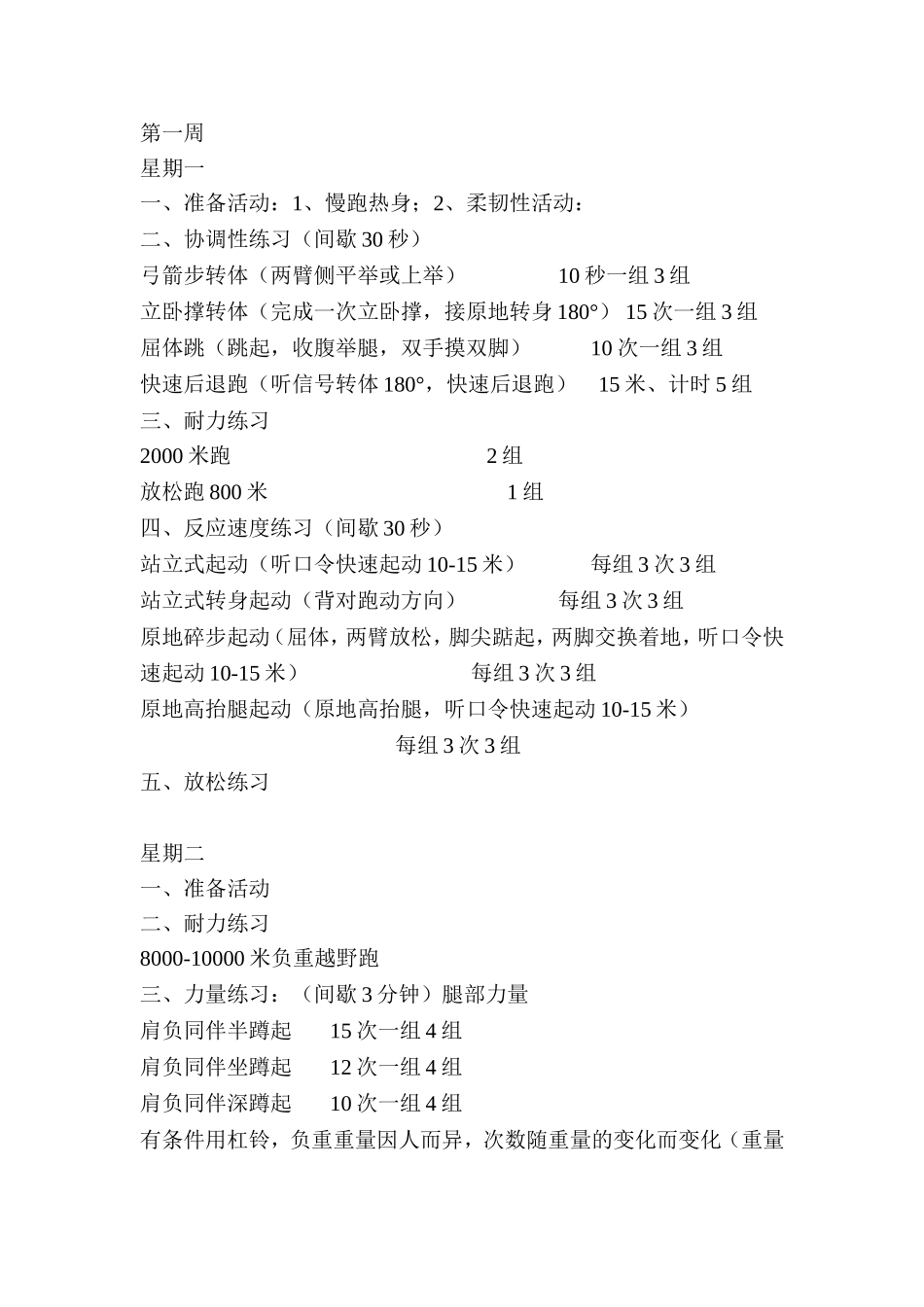 高中体育特长生身体素质训练计划_第1页