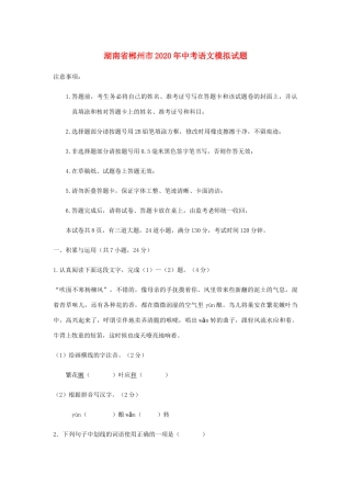 中考语文模拟试卷试卷(00002)