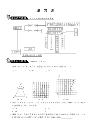 九年级数学下册 27 相似复习课课练(pdf)(新版)新人教版试卷