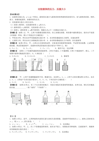 中考物理总复习 比较液体的压力、压强大小试卷