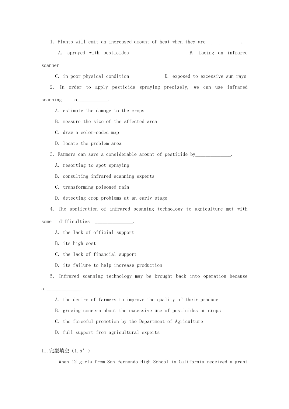 四川省成都外国语学校高二英语下学期3月月考试卷_第2页