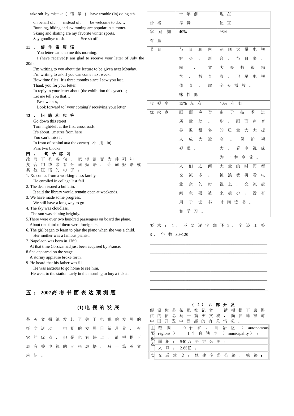 四川省书面表达最后整理无附答案新课标 人教版试卷_第3页