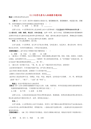 九年级化学下册122化学元素与人体健康专题训练人教新课标版试卷