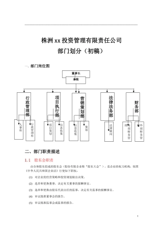 公司部门划分及职责