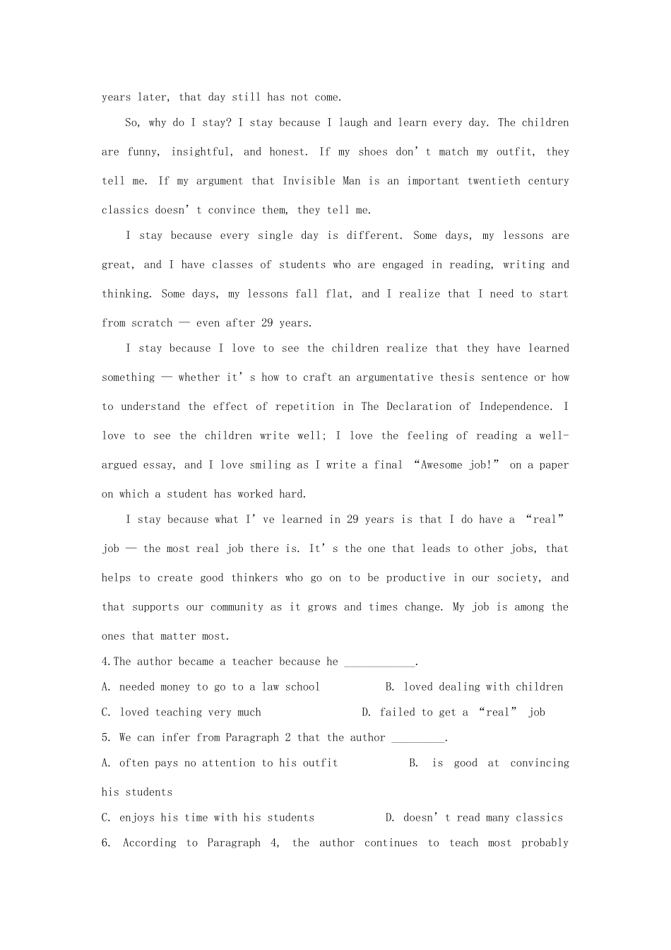 四川省成都外国语学校高二英语下学期期中试卷试卷_第3页