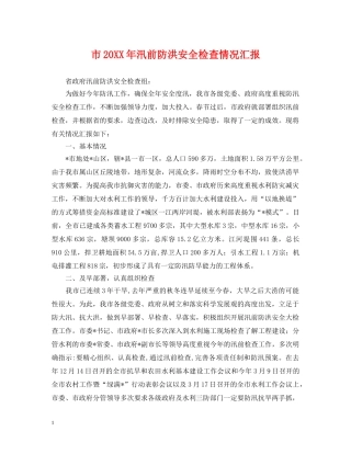 市20XX年汛前防洪安全检查情况汇报 