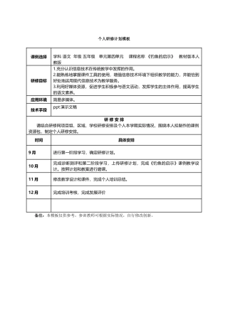 陈晓华个人研修计划