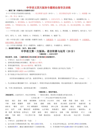 中考语文 四大版块理论指导及训练试卷