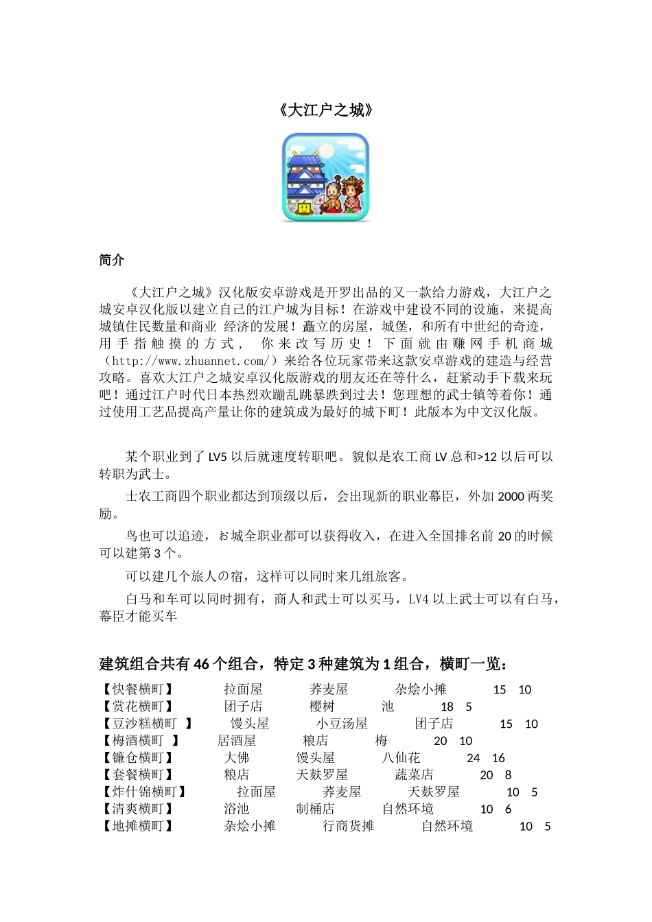 大江户之城详细攻略(含横丁全表、建筑布局图)_第1页