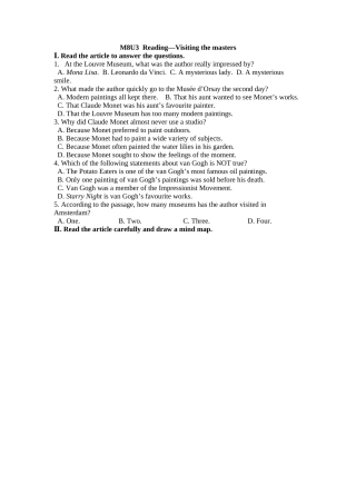 Reading(1)：Visitingthemasters