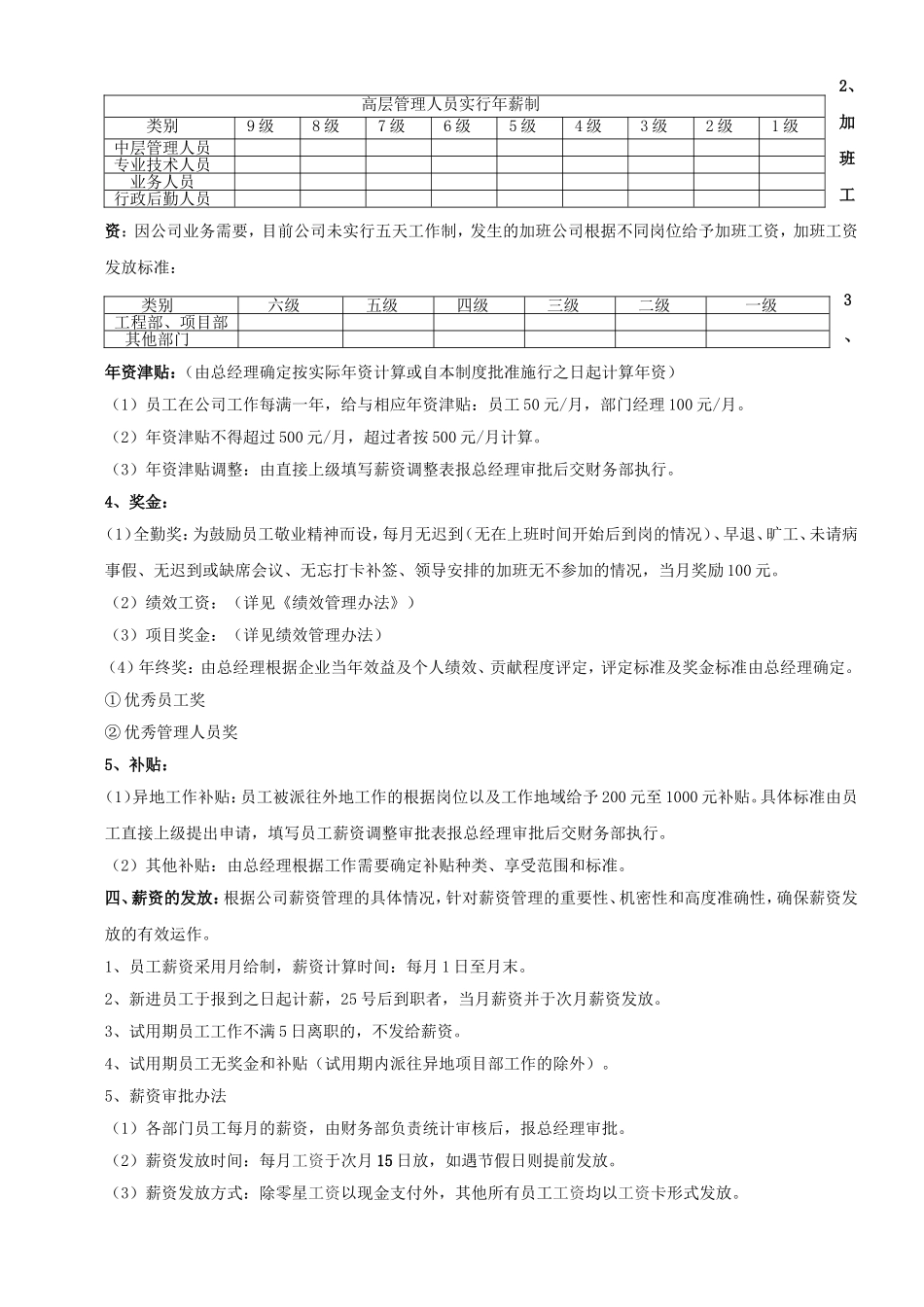建筑工程施工企业薪酬管理制度_第2页