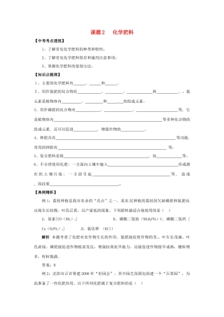 九年级化学下册 112 化学肥料培优训练(新版)新人教版试卷