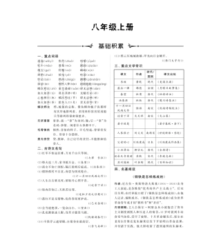 中考语文总复习 八年九年级上册(基础积累+过关检测)(pdf) 苏教版试卷