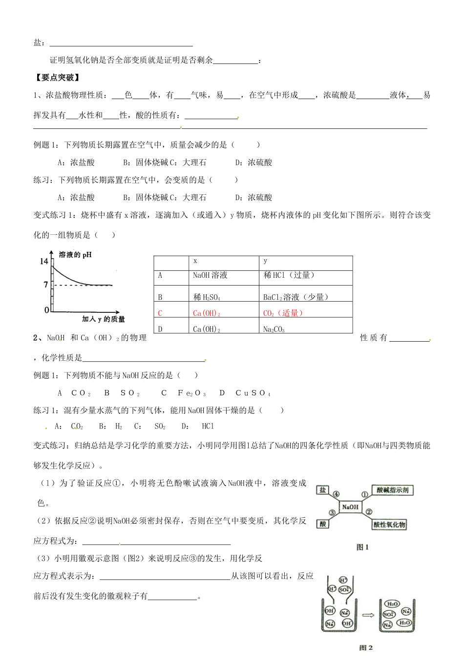 九年级化学 酸碱盐专题训练 新人教版试卷_第2页