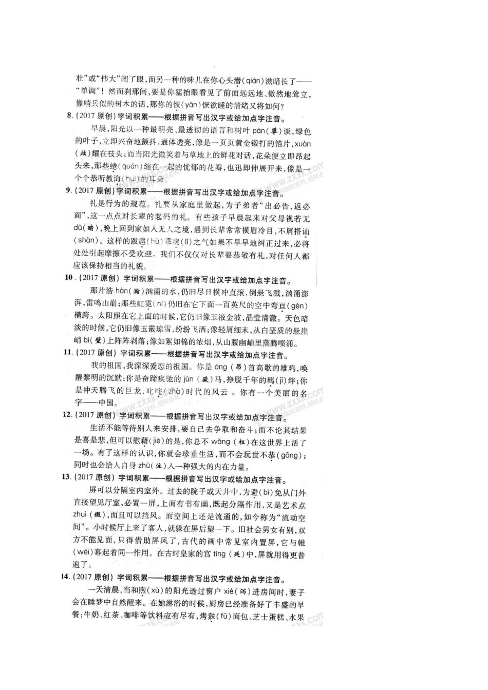 中考语文 专题强化提升卷(四)字词积累试卷_第2页