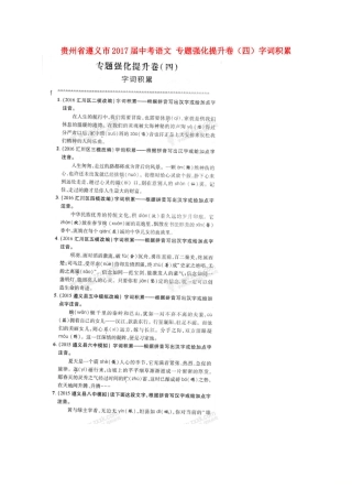中考语文 专题强化提升卷(四)字词积累试卷