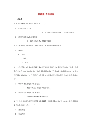 中考物理总复习 机械能专项训练试卷