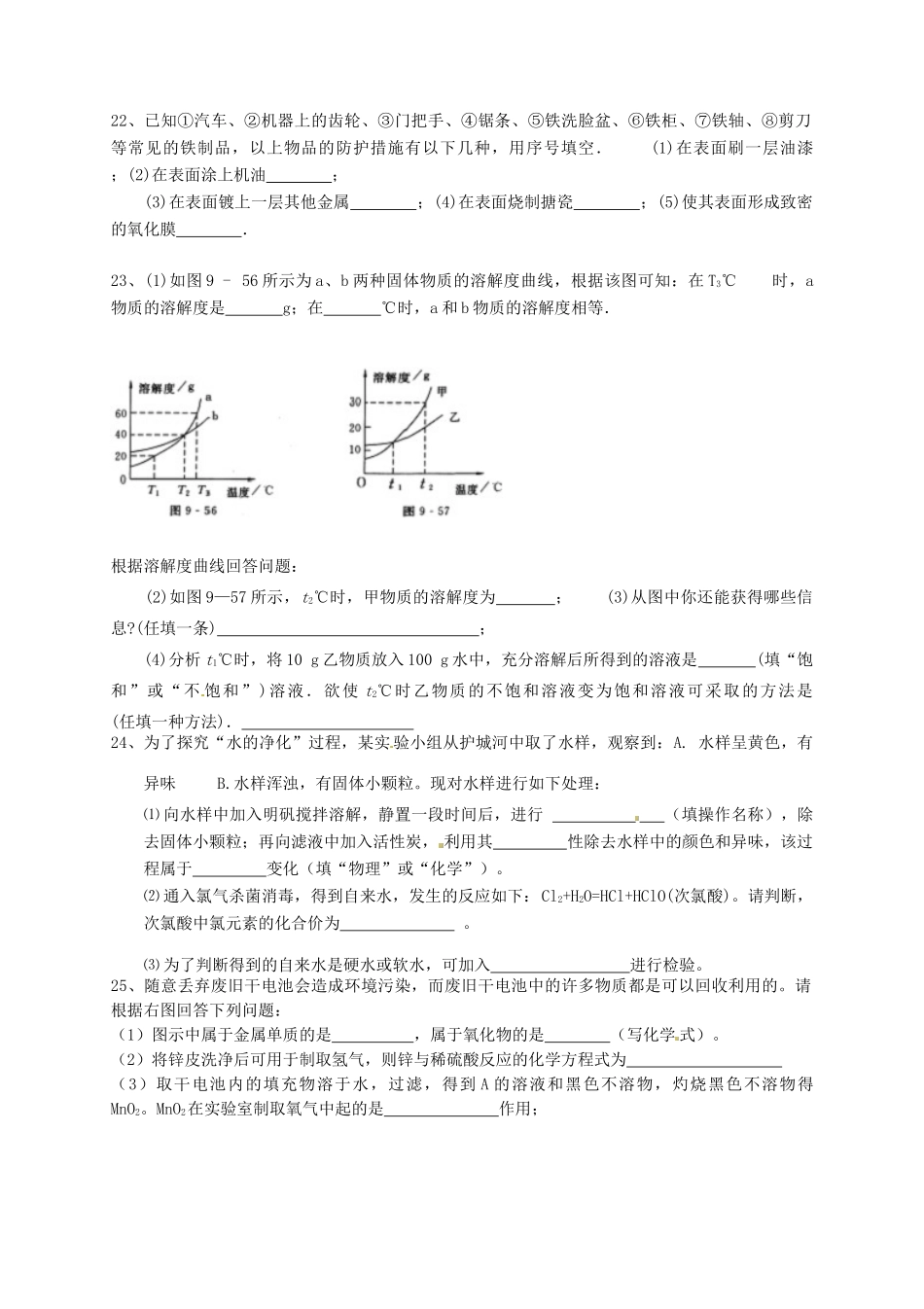 九年级化学化学下学期第一次月考试卷试卷_第3页