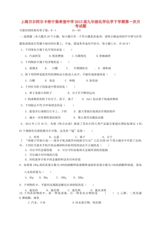 九年级化学化学下学期第一次月考试卷试卷