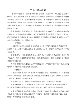 个人研修计划