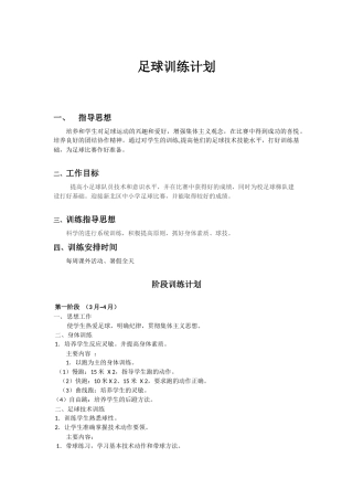 初中足球训练计划