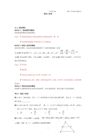 九年级数学下册 第六章 第三节 相似图形专题讲义(pdf，无答案)(新版)苏科版试卷