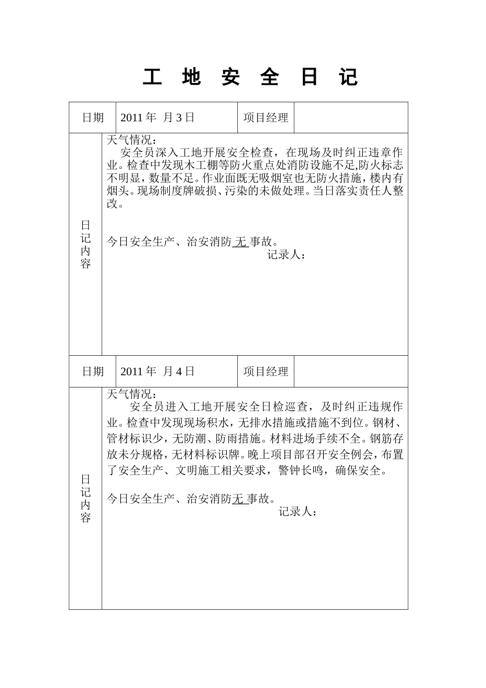 工地安全日记-范例_第2页