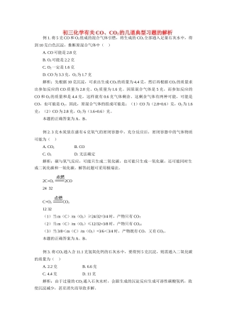 九年级化学有关CO、CO2的几道典型习题的解析专题辅导全国通用知识精讲试卷