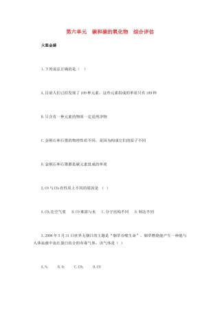 九年级化学上册 第六单元 碳和碳的氧化物综合评估 新人教版试卷
