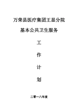 2018年公共卫生的工作计划